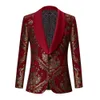 Trajes de hombre Blazers para hombre Claret Red Groom Wedding Tuxed Business Prom Dress Tuxedo Floral Blazer Slim Fit Groomsmen Party Costume Homme 230213