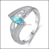 Bande Anneaux De Luxe Mer Bleu Cheval Oeil Zircon Cristal Doigt Pour Femmes Dames Filles De Fiançailles De Noce Bijoux Bague Femme Anel Dhoc6