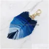 Key Rings Bohemian Beach Keys Chains Tassel Ring Party Favor Gifts Keyrings Hand Woven Leaf Bag Accessories Rope Pendant 1613 T2 Dro Dhpjo