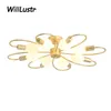 Modern Metal Ceiling Lamp Creative Iron Flower Petal Light Hotel Cafe Living Dinning Bedroom Gold Black Semi Flush Mount Lighting