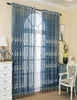 Rideau européen or broderie luxe bleu Transparent salon porte en verre fenêtre panneau Tulle cuisine décoration de la maison