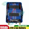 Litiumbatteri 12.6V 100AH ​​Vattentät 12V litiumjonbatteri 100AH ​​-batterier med 10A -laddare för inverterselektrisk moto