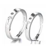 Couple Rings 2Pcs Love Sets Zircon Ring Fashion Sier Jewelry Romantic Lover Set Drop Delivery Dhnpu