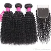 9a Brazylijskie Virgin Hair Bundles z zamknięciami 4x4 Koronki Zamknięcie głębokie fala Kinkycurly Woda Yaki proste luźne głębokie ciało proste włosy