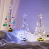 Christmas Decorations Gift Electroplating Wrought Iron Tree LED Luminous C Crystal Table Decoration Night Light