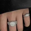 Band Rings Peri'sbox 2 Designs Luxury Pave Cz Crystal Chunky Ring for Women Full Zircon Party Stamp Open Finger Rings Statement Jewelry G230213