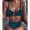 Kvinnors badkläder Leopard Bikini Snakesskin Bikinis Hög midja Simning Womens Bathing Suits Sexiga hängslen Push Up Swimsuit Micro