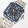 GF V2 WSSA004 Miyota 9015 Automatyczne męże Watch Dwon ton Blue Bezel Dial White Roman Markery szybkie przełącznik Bransoletka ze stali nierdzewnej Super Edition D4