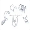 Charm 7st Fashion Gold Star Leaves Nonpiercing Ear Clip Earrings For Women Simple Fake Brosk Manschettsmycken Tillbeh￶r Drop Deliv Dhxka