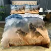 Ensembles de literie HD Couple loups blancs linge de lit couette/housse de couette ensemble complet Double King Size 203x230cm décoration de mode