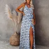 Vestidos casuais vestido mulheres estilo verão 2023 Europa vendendo impressão cuspida maxi vestidos gota zxpa17