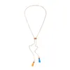 Łańcuchy masowa bohemia pomarańczowy niebieski bawełniany akryl naszyjniki wisiorki 2023 Naszyjnik z długim łańcuchem dla kobiet biżuteria