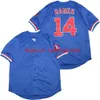 Custom Baseball Jerseys 14 Ernie Banks Vintage 1942 1957 1968 1969 1994 Home Away Blue Cream Grey White Pullover Button