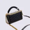 2023 Luxury Designer Brand Women's Boy Small Bags Classic Flap Multi Pochette Quilted Cowhide Weave Handle Tote Deauville Valentine Chain Crossbody Shoulder Bag 25