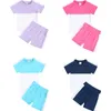 Set di vestiti estivi per bambini Tute Pantaloncini di colore a contrasto Set per ragazze Vestiti per ragazzi Abiti per neonati