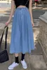 Kjolar Sannian kvinnors kjol mode 2023 våren och sommaren koreansk elastisk midja lös a-line denim damkläder