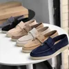 Italien designer loropiana skor par's läder lp loafer skor med mjuka sulor brittisk stil lat casual mäns och kvinnors singelskor 6owj