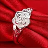 Band Rings Rose Flower For Women Beyan Ring Love Hediye Kızları Takı Toptan Vintage Ancient Sier Drop Teslimat Dhxvy