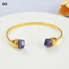Bangle Guaiguai Jewelry Natural Purple Amethyst Rough 24 K صفراء ذهبية مطلي