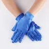 Gants de Cosplay élastiques en Satin, 3 pièces/ensemble, fournitures de fête, longueur de 22cm, gants courts d'halloween pour femmes, gants de dîner Sexy pour spectacle de mariage