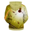 Heren Hoodies Yffushi Cool 3D Hoodie voor heren pullovers sweatshirts Music Hooded 5xl Outdersear Print Casual