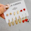 Vintage Geometriska kvinnors örhängen Set Akryl Pearl Hoop Earring For Women Fashion Big Circle Gold Metal Round Ear Ring smycken