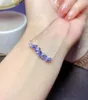 Chaînes Naturel Tanzanite Collier Chaîne Rangée 3x5mm Carré Gemme 925 En Argent Sterling Cadre À La Mode Cadeau De Vacances Pour Les Femmes