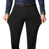 Herrenhose mit hohem Stretchanteil, hohe Taille, elastische formelle Anzughose, Büro, Business, klassische Freizeithose, schmale Passform, Schwarz, Blau, 230213