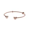 18K Rose Gold Cuff Bangle Bracelet for Pandora Authentic Sterling Silver Wedding Party Jewelry For Women Girlfriend Gift Open Bracelets with Original Retail Box