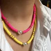 Choker parel ketting zacht aardewerk klei hars kleurrijke surfer kralen kraag handgemaakte femme sieraden geschenken 2023