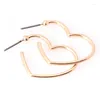 Stud Earrings 1 Pair Round Circle Hyperbole Nightclub Jewelry Heart Shaped Large Rose Gold Color Stainless Steel Hoop