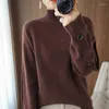 Pulls pour femmes 2023 automne hiver pull en cachemire femmes col roulé couleur unie coréen pull ample laine épaisse tricoté 6418