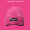 Beanies Beanie/Skull Caps Rosy Pink Knited Hat Wool Keep Warm Beanie Student Tide Ins 2023 Women Autumn Winter Spring Stripe Letter Female