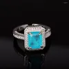 Clusterringen 925 zilveren prachtige paraiba ring dames mode blauw zirkon vierkante feestje verjaardag sieraden cadeau groothandel