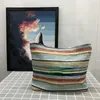 Same Straw Woven Beach Bag Large Capacity Contrast Color Shoulder Crossbody Personalized Striped Woven Totes 230213