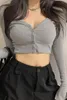 Women's Knits 2023 Spring Sexy Low-cut V-neck Long-sleeved Knitted Cardigan Women Short Thread T-shirt Navel Bottoming Shirt Tight Top