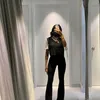 Pantaloni da donna 2023 donna tinta unita a vita alta svasata casual stretch skinny fondo a campana per Hme Wear Shopping Vacation