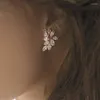 Pendientes de botón Shine Chic Leaf con Marquesa Cubic Zirconia Accesorios delicados para mujeres Joyería de declaración de boda