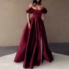 Elegant Dark Red Evening Dresses Strapless Off the Shoulder Split Pleated A-Line Long Prom Formal Gown Robe de Soiree 2023 New