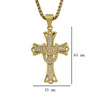 Pendanthalsband 316 Rostfritt stål Diamond Men 18K Gold Plated Cross Necklace Women's Sweater Chain Amulet