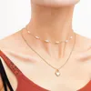 Hänge halsband tauam 2023 kärlek hjärtlås halsband för kvinnor kristall guld färg mode pärla pärla choker present vän