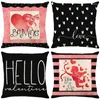 Pillow Valentine's Day Cover 45 45cm Pink Letter Printed Pillowcase Cotton Linen Sofa S Cases Covers 0824