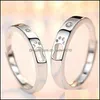 Couple Rings 2Pcs Love Sets Zircon Ring Fashion Sier Jewelry Romantic Lover Set Drop Delivery Dhnpu