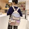 School Bags Multiple Pocket Waterproof Nylon Women Backpack Contract Color Large Capacity Schoolbag Teenage Girls Travel Bag Book Mochila