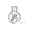 Anelli a fascia di lusso femminile rotondo Fl anello con zircone microintarsiato gioielli con diamanti imitazione per le donne regalo di fidanzamento consegna di goccia Dhr3C