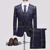 Trajes para hombre Blazers 3 piezas Trajes Conjunto Abrigo Chaleco Pantalones Moda Hombre Casual Boutique Negocios A cuadros Vestido formal delgado Blazers Chaqueta Chaleco 230213