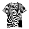 Erkek Tişörtleri Hayvan Leopar Zebra 3D Baskı Sokak Giysileri Erkek Kadın Moda Büyük Boy Tişörtleri Çocuk Punk Tees Üstler Harajuku Camisetas