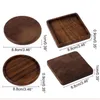 Tafelmatten 1 pc Beech Black Walnut Wood Retro Insulation Cup Mat Huishoudelijke vierkant ronde