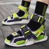 Chaussures habillées Marque Vert Design Sandales pour hommes High Top Boucle Slides Summer Hip Hop Gladiator Beach Pantoufles Drop 230213