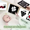 Lärande leksaker montessori baby visuell stimuleringskort svart vit hög kontrast flashkort tygböcker barn utbildning kognition 230213